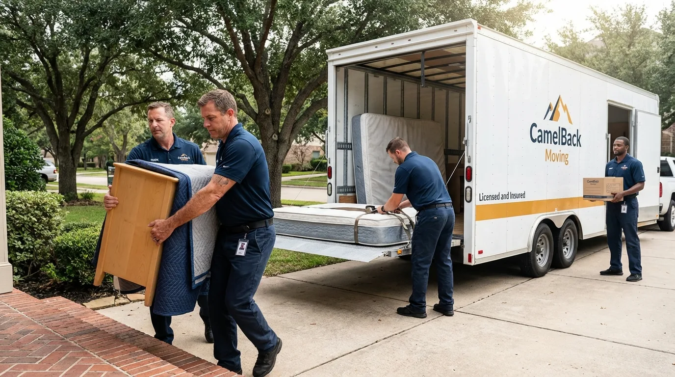Crew loading residential truck for cross-state move from Port Ewen, NY