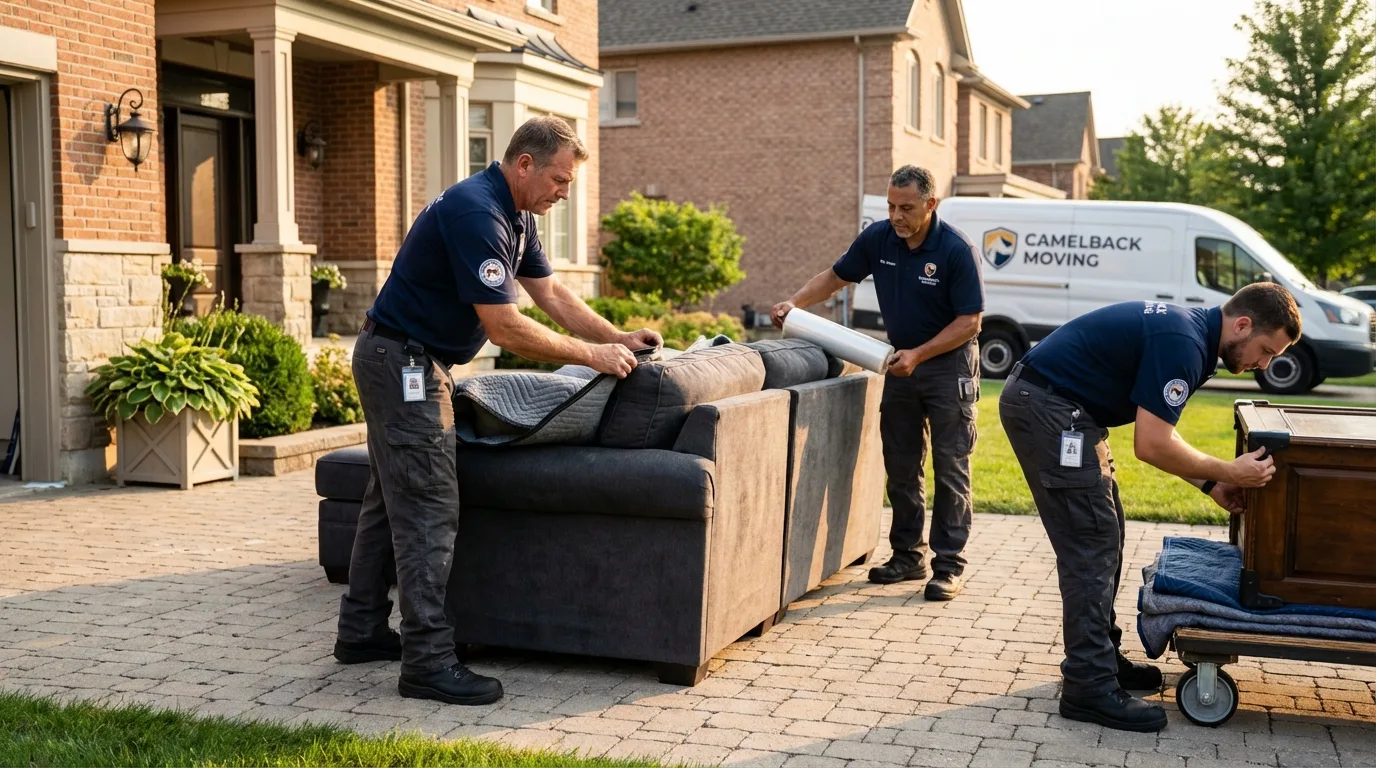 Large estate moving crew wrapping furniture in Port Ewen, NY